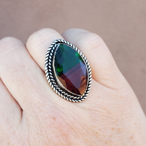 New Bi-Color Tourmaline 925 Silver Ring. - Picture 3 of 14